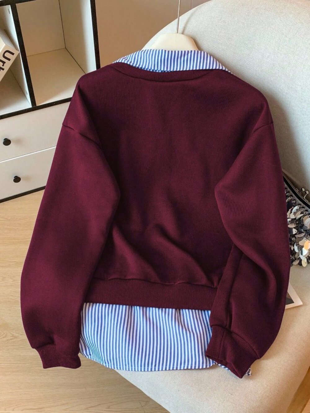 Multicolor Casual Women's Geometric Drop Shoulder Long Sleeve Sweatshirt - Picture 2 of 5